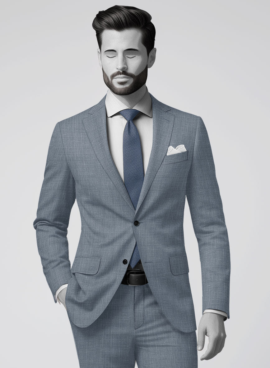 Napolean Costa Mini Houndstooth Blue Wool Suit - StudioSuits