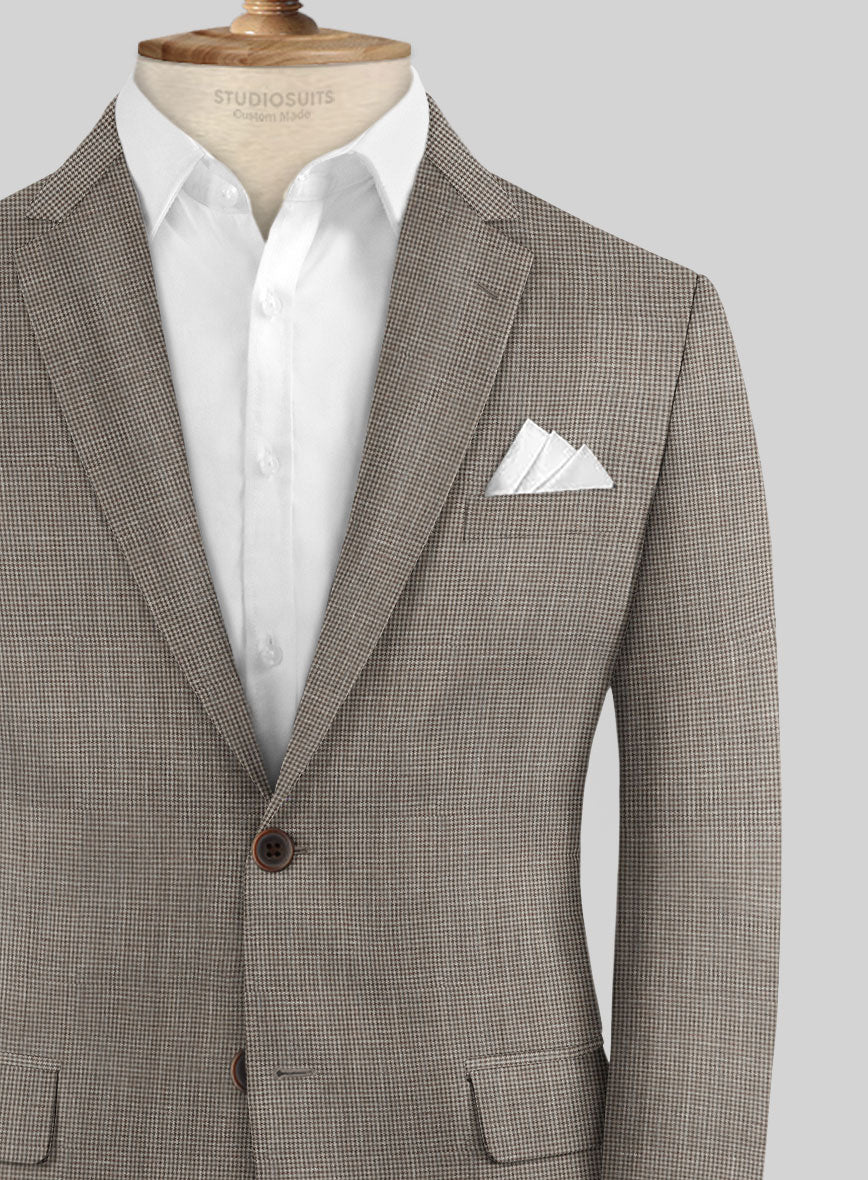 Napolean Costa Mini Houndstooth Brown Wool Jacket - StudioSuits