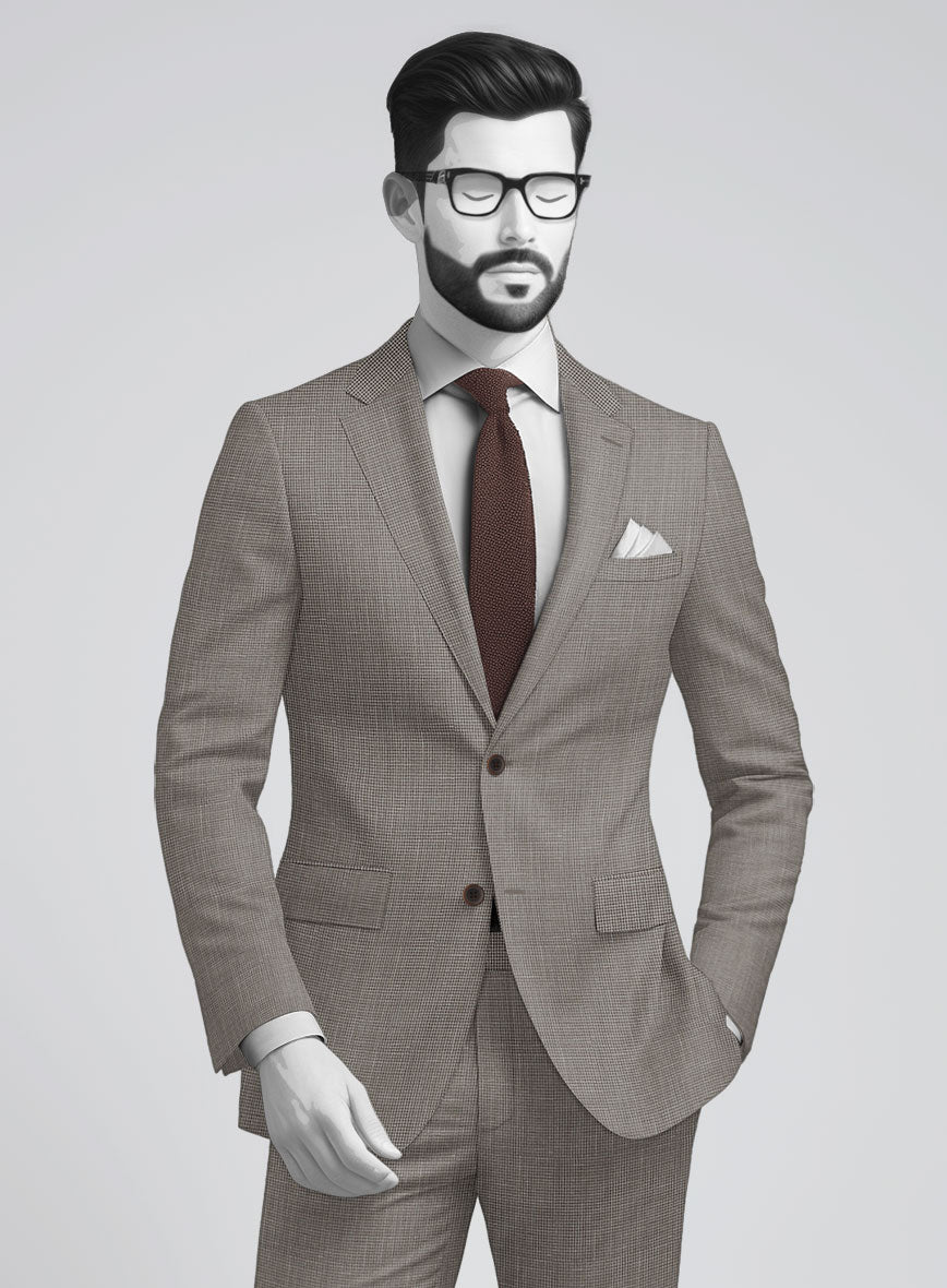 Napolean Costa Mini Houndstooth Brown Wool Jacket - StudioSuits