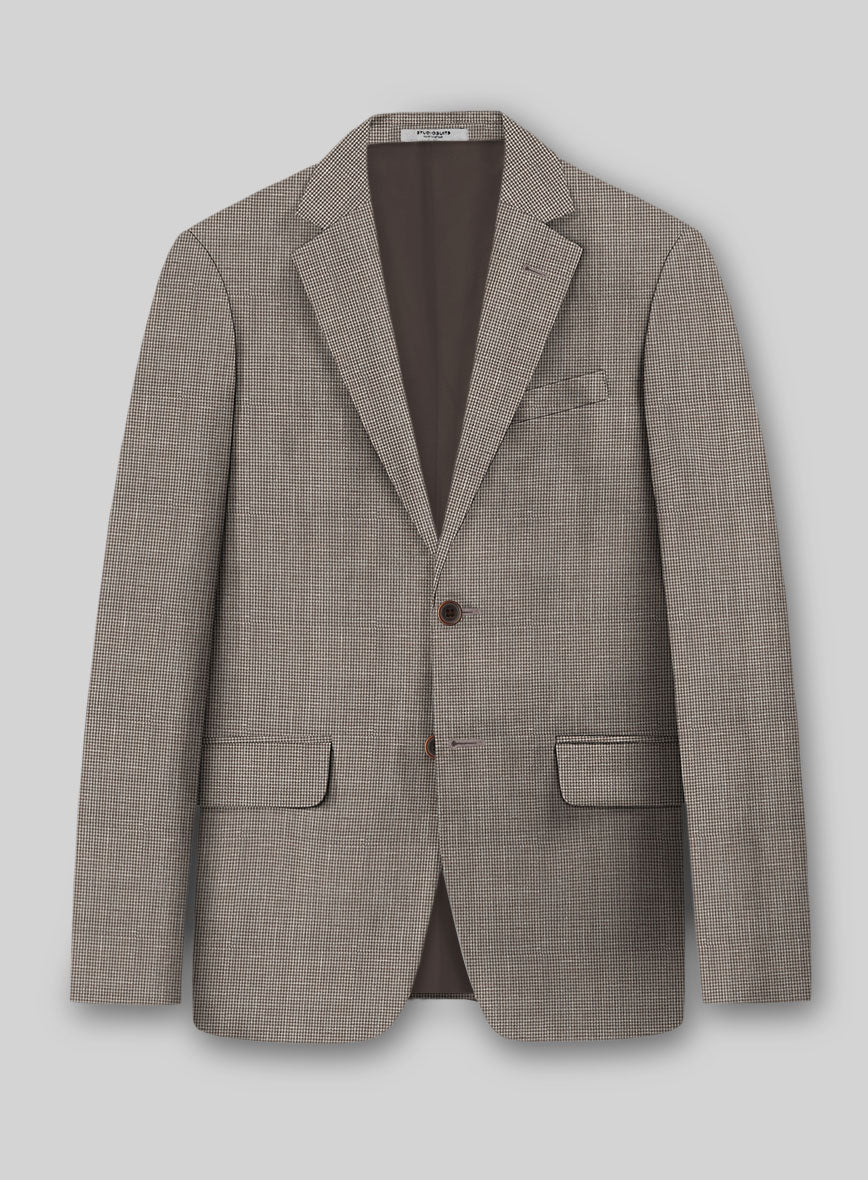Napolean Costa Mini Houndstooth Brown Wool Jacket - StudioSuits