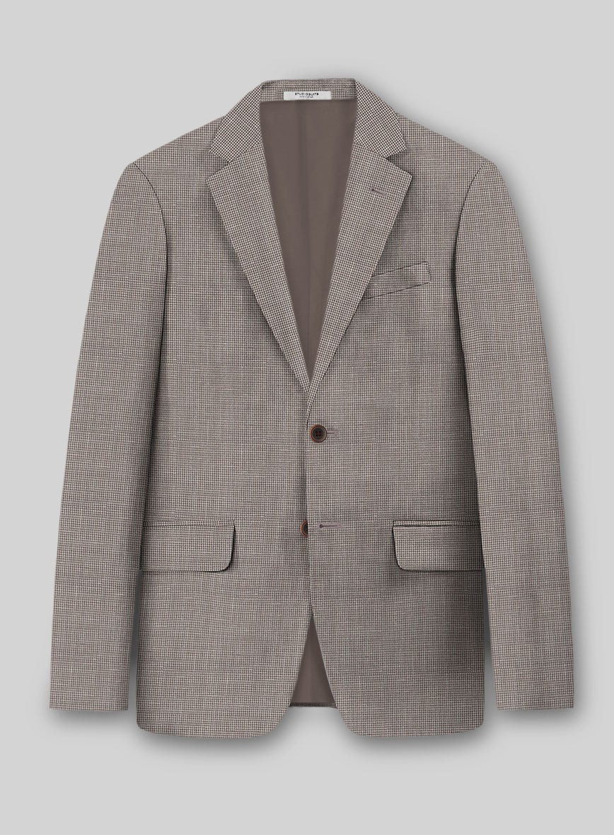 Napolean Costa Mini Houndstooth Brown Wool Jacket - StudioSuits