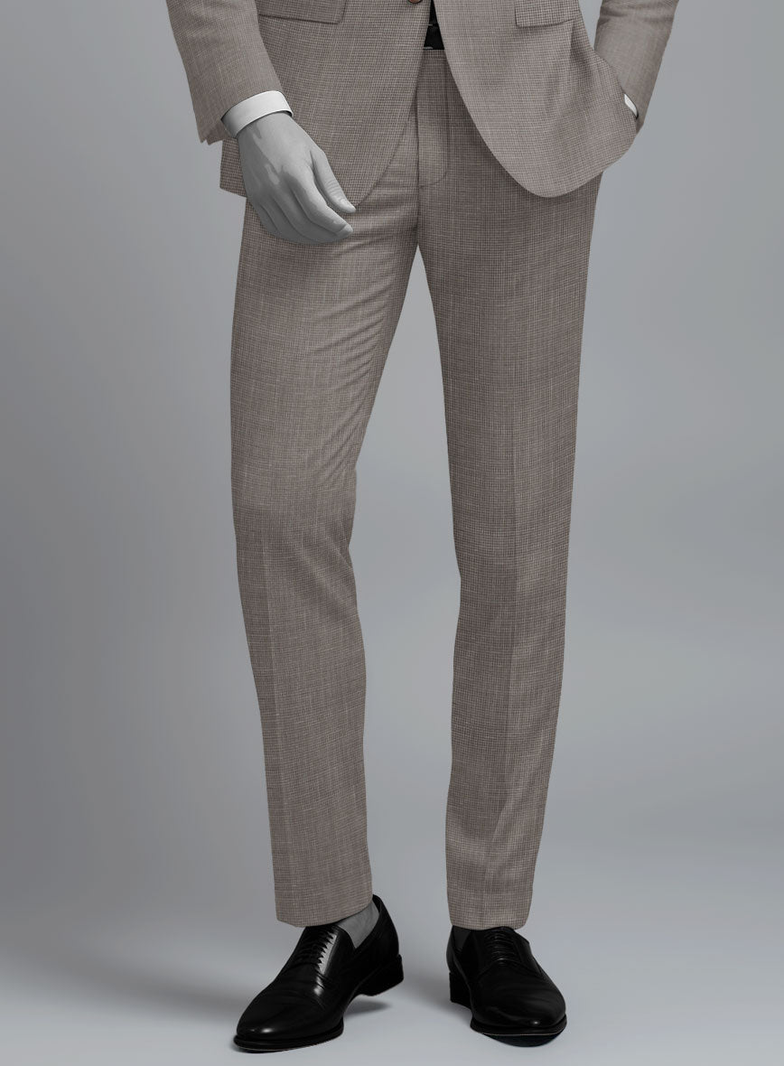 Napolean Costa Mini Houndstooth Brown Wool Pants - StudioSuits