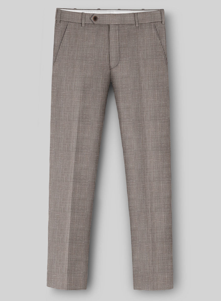 Napolean Costa Mini Houndstooth Brown Wool Pants - StudioSuits