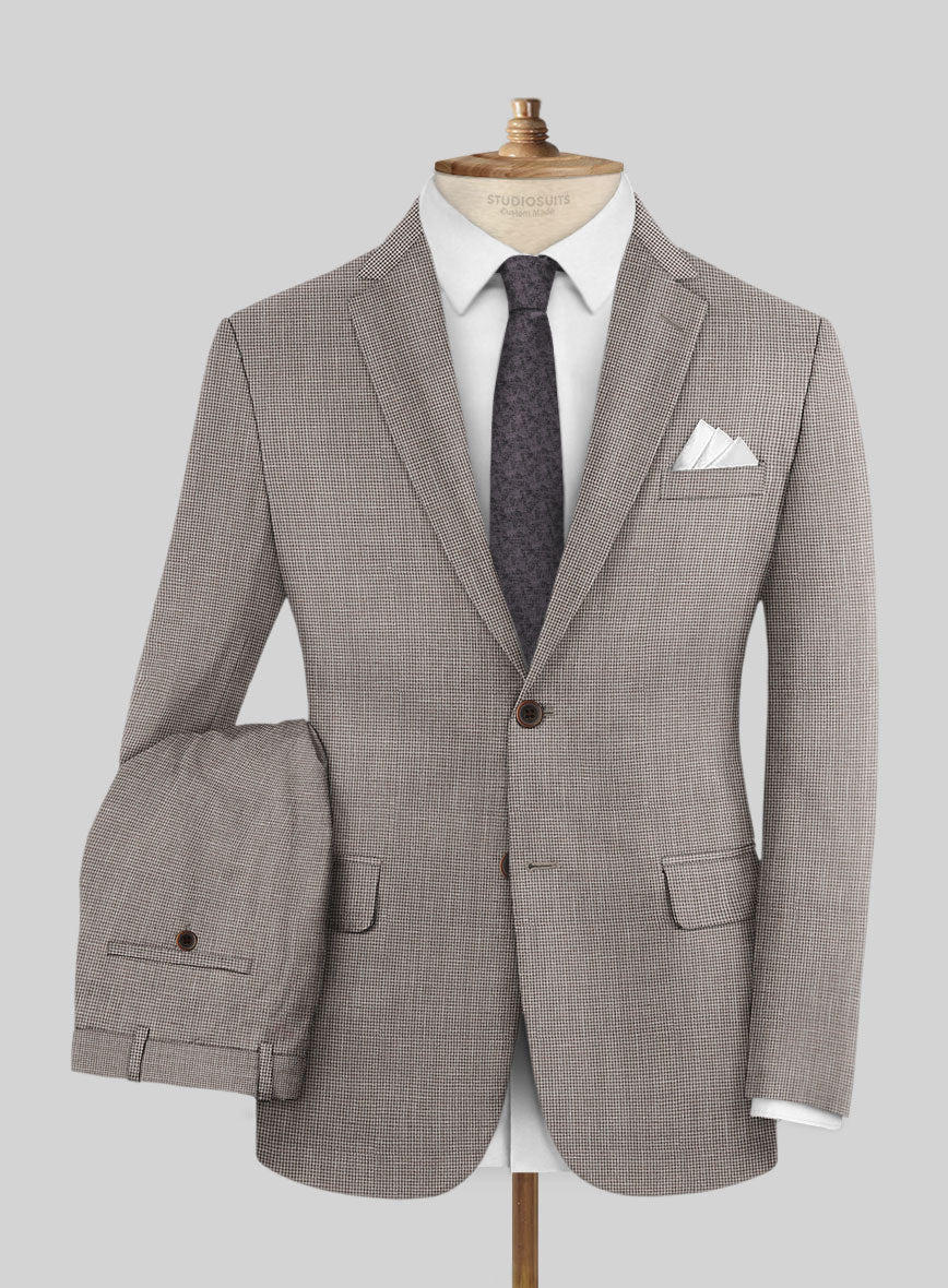 Napolean Costa Mini Houndstooth Brown Wool Suit - StudioSuits