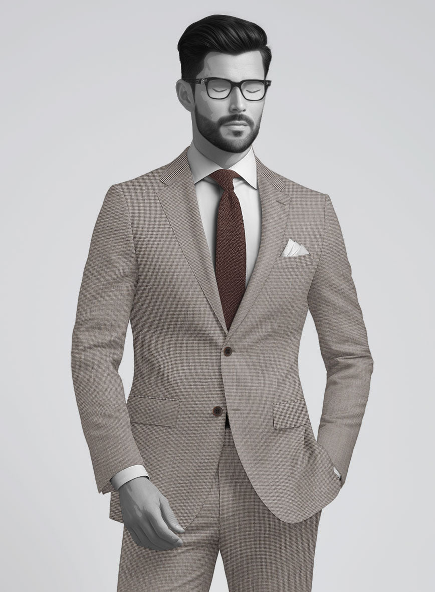 Napolean Costa Mini Houndstooth Brown Wool Suit - StudioSuits
