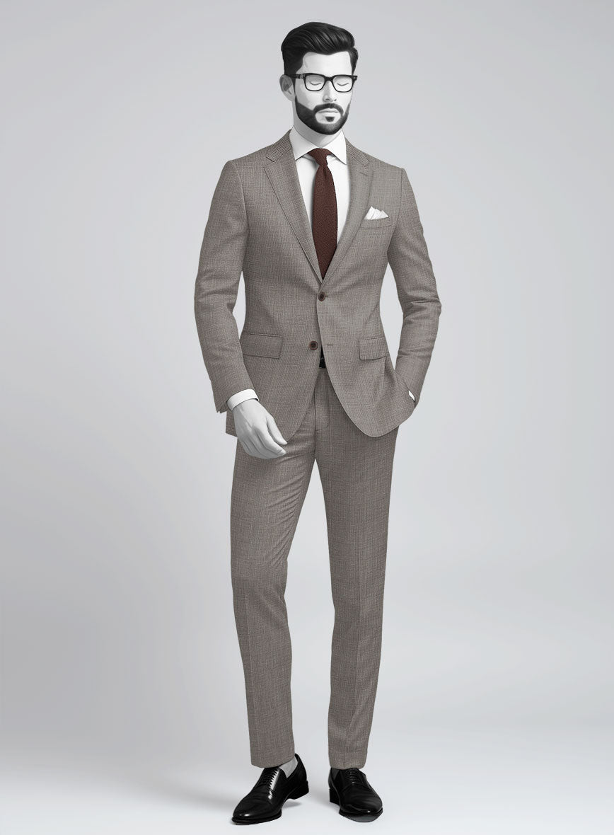 Napolean Costa Mini Houndstooth Brown Wool Suit - StudioSuits