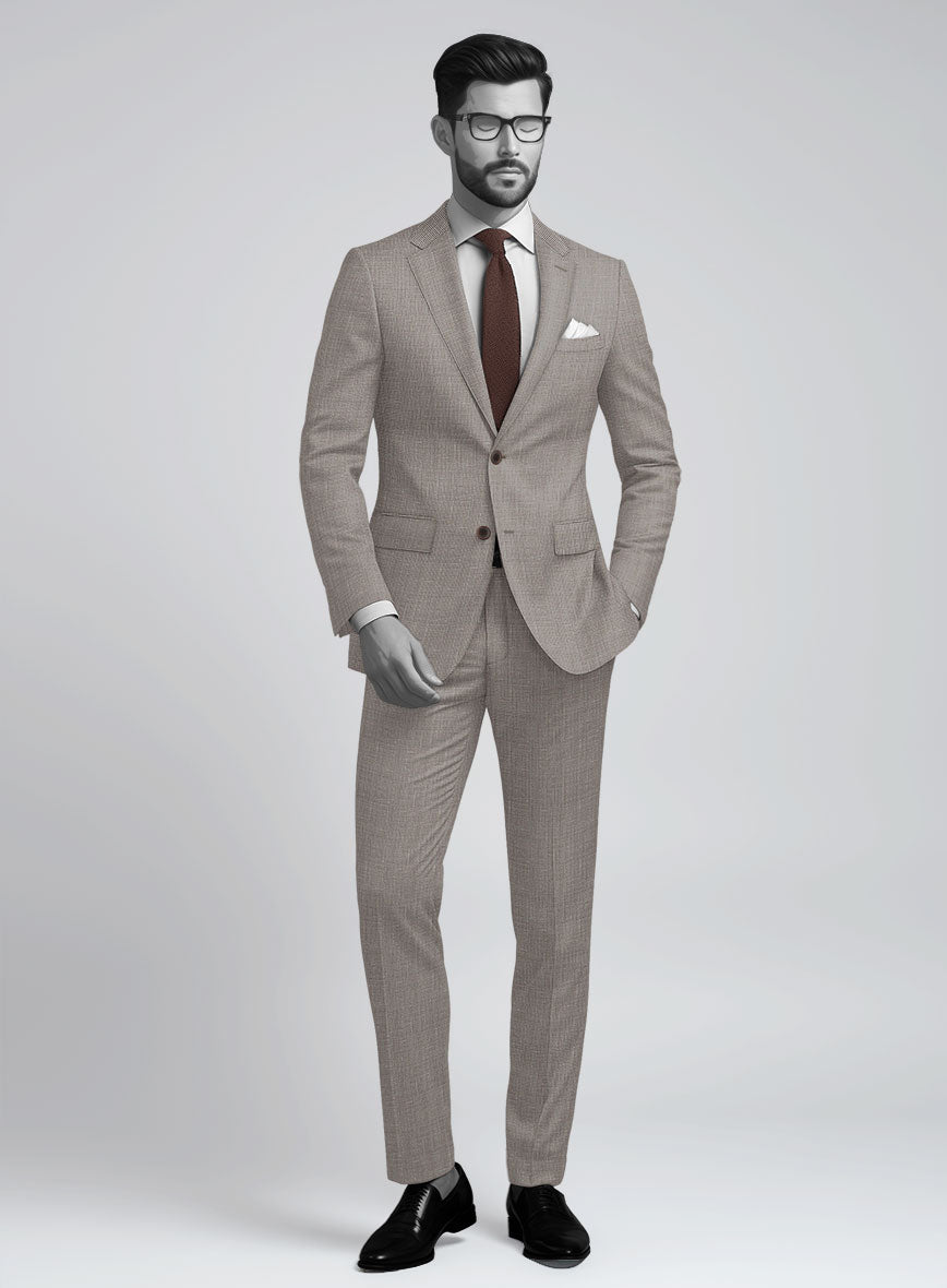 Napolean Costa Mini Houndstooth Brown Wool Suit - StudioSuits