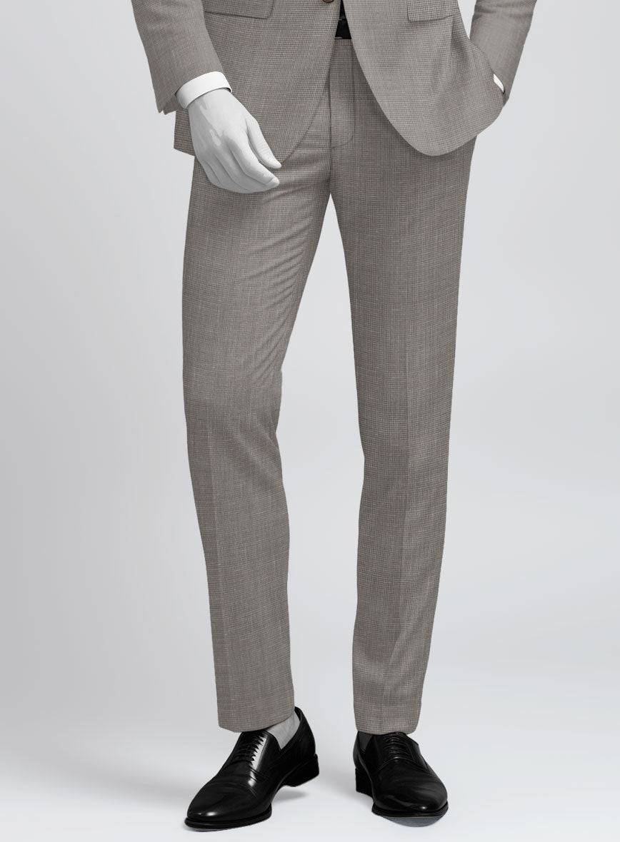 Napolean Costa Mini Houndstooth Brown Wool Pants - StudioSuits