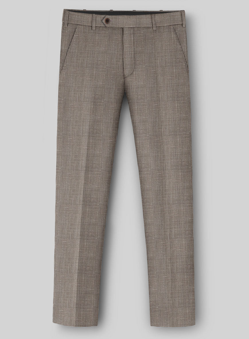 Napolean Costa Mini Houndstooth Brown Wool Pants - StudioSuits