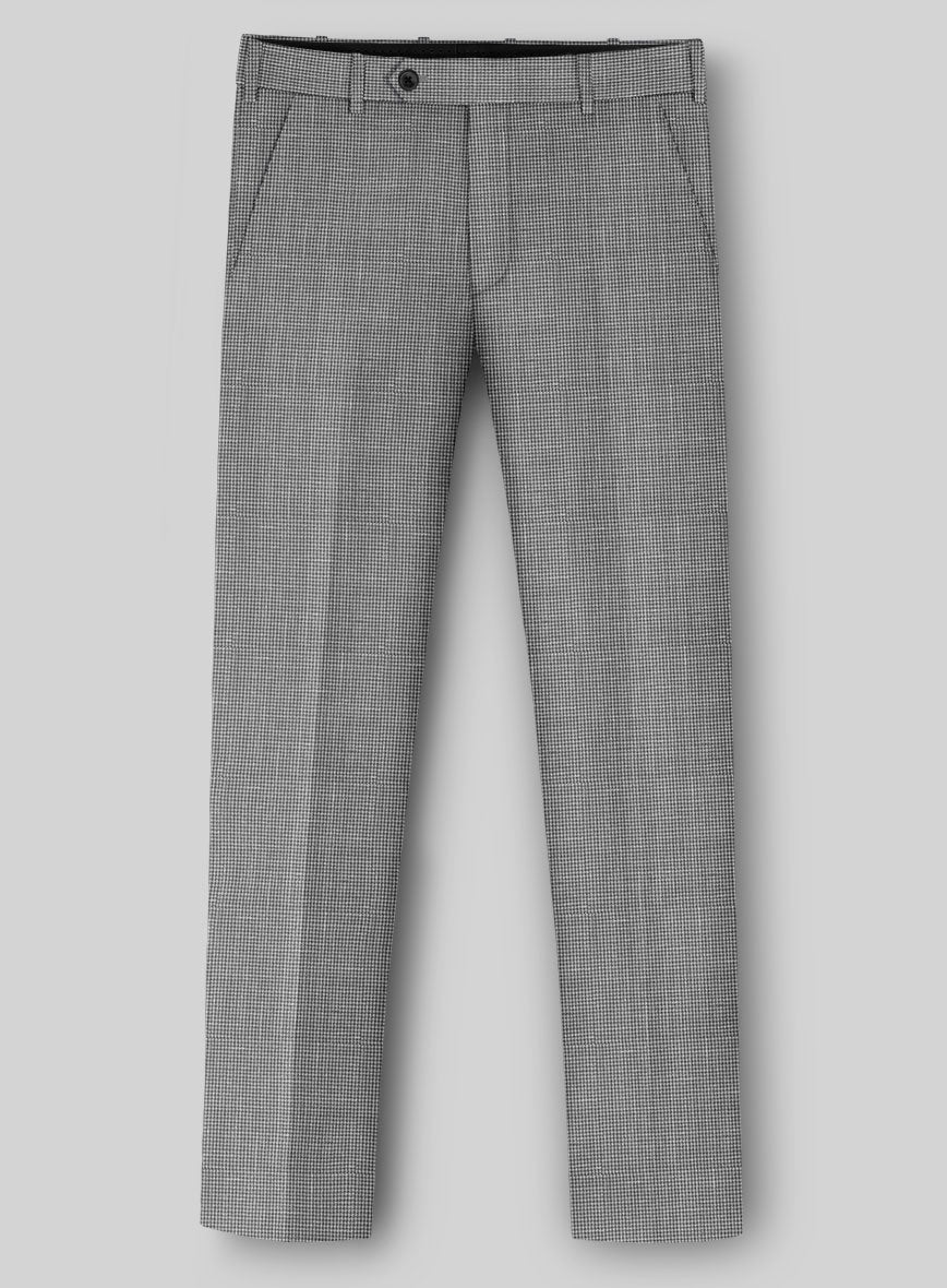 Napolean Costa Mini Houndstooth Gray Wool Pants - StudioSuits