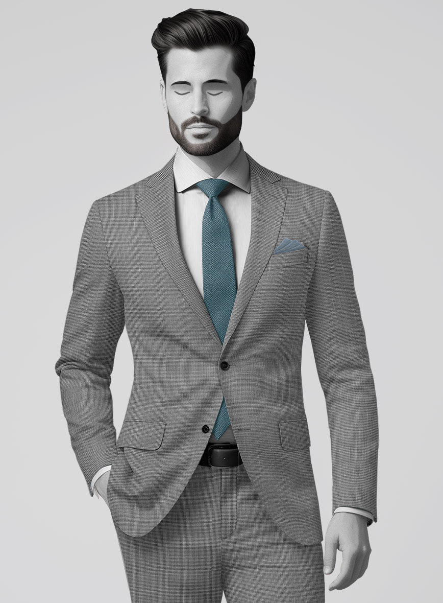 Napolean Costa Mini Houndstooth Gray Wool Suit - StudioSuits