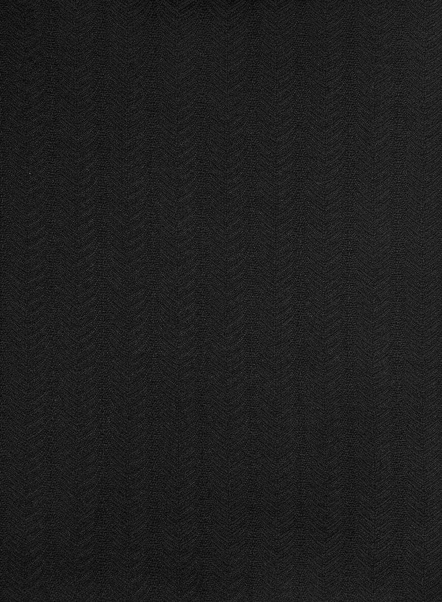 Napolean Curve Black Herringbone Wool Suit - StudioSuits