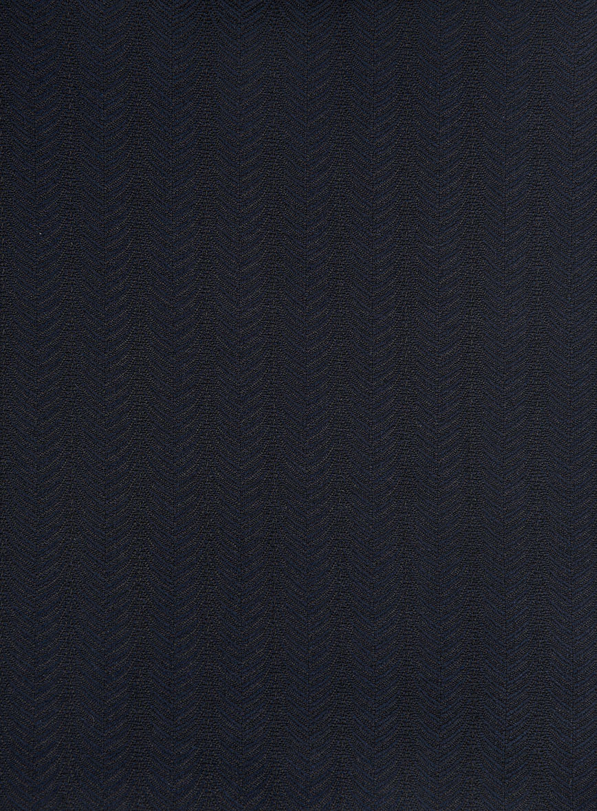 Napolean Curve Blue Herringbone Wool Pants - StudioSuits
