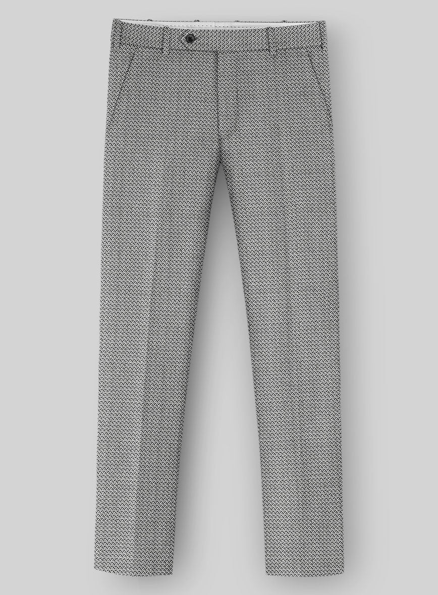 Napolean Dalmoro Chevron Weave Black And White Wool Pants - StudioSuits