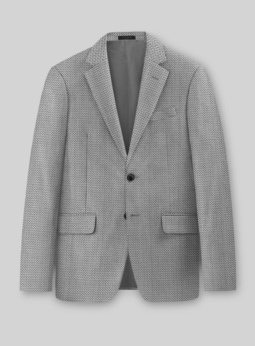 Napolean Dalmoro Chevron Weave Black And White Wool Suit - StudioSuits