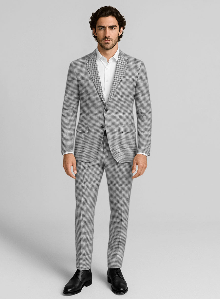 Napolean Dalmoro Chevron Weave Black And White Wool Suit - StudioSuits