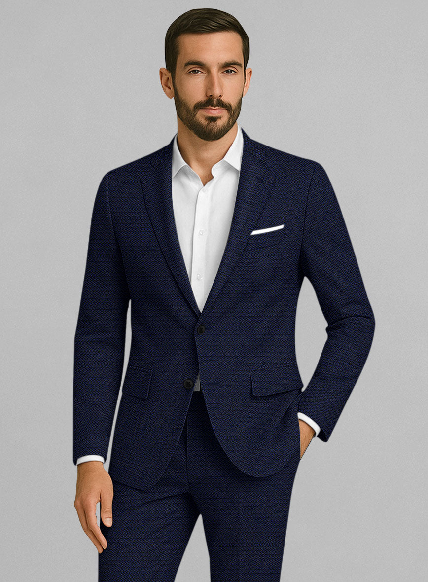 Napolean Dalmoro Chevron Weave Royal Blue Wool Jacket - StudioSuits