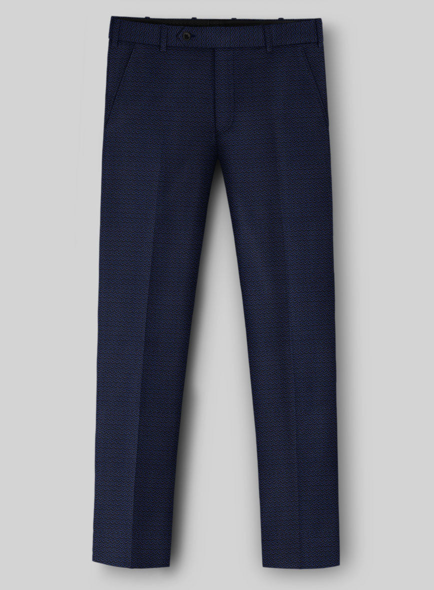 Napolean Dalmoro Chevron Weave Royal Blue Wool Pants - StudioSuits