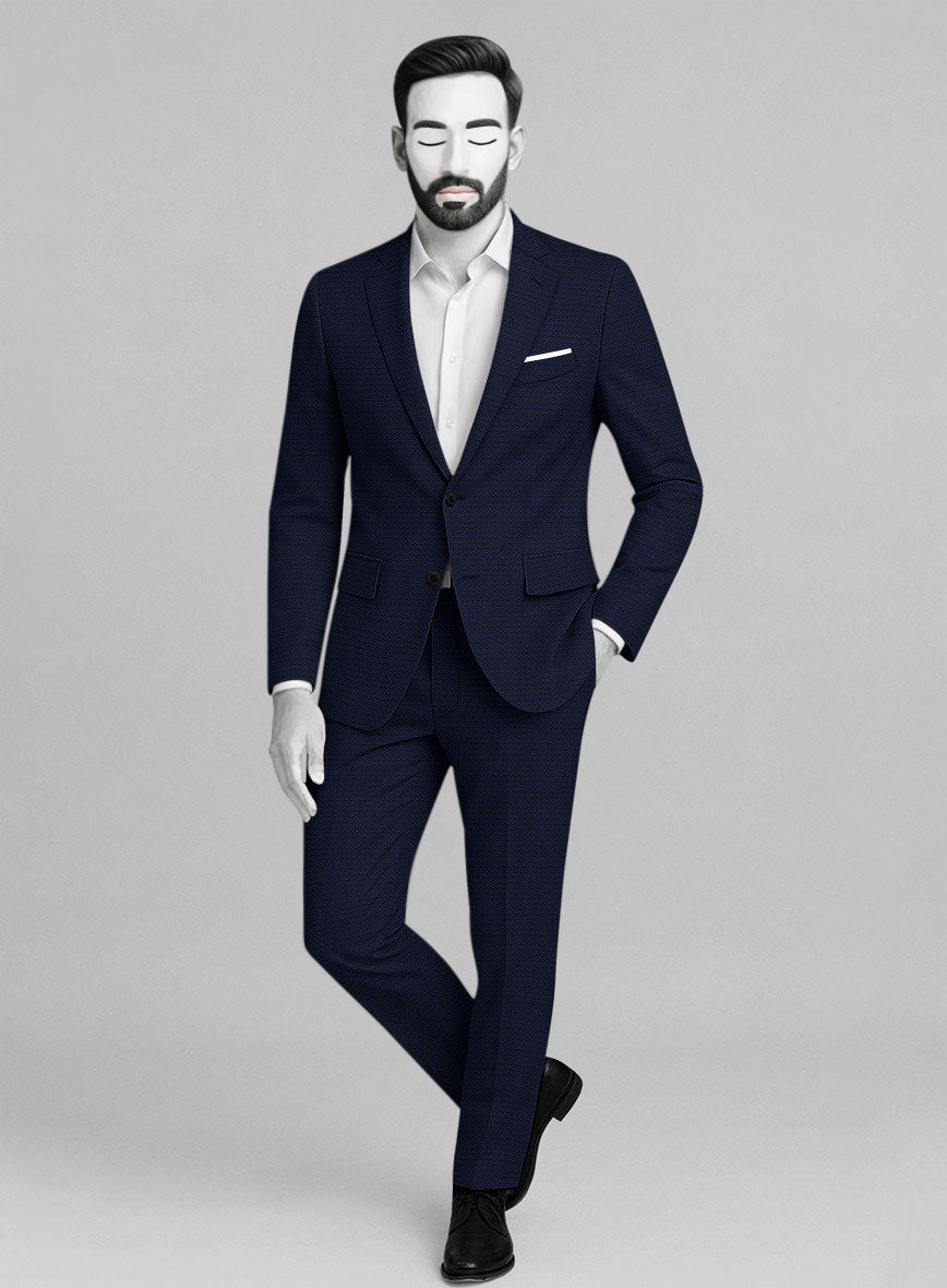 Napolean Dalmoro Chevron Weave Royal Blue Wool Suit - StudioSuits