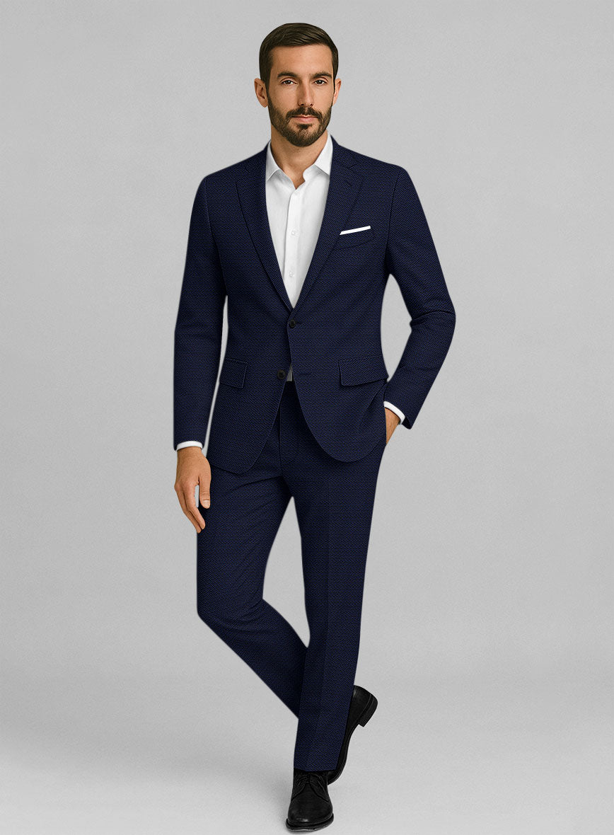 Napolean Dalmoro Chevron Weave Royal Blue Wool Suit - StudioSuits