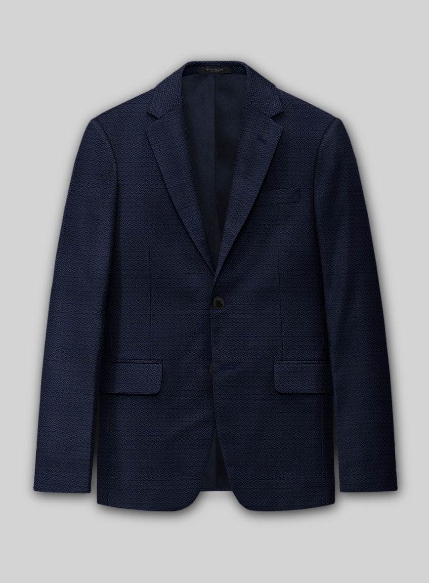 Napolean Dalmoro Chevron Weave Royal Blue Wool Jacket - StudioSuits