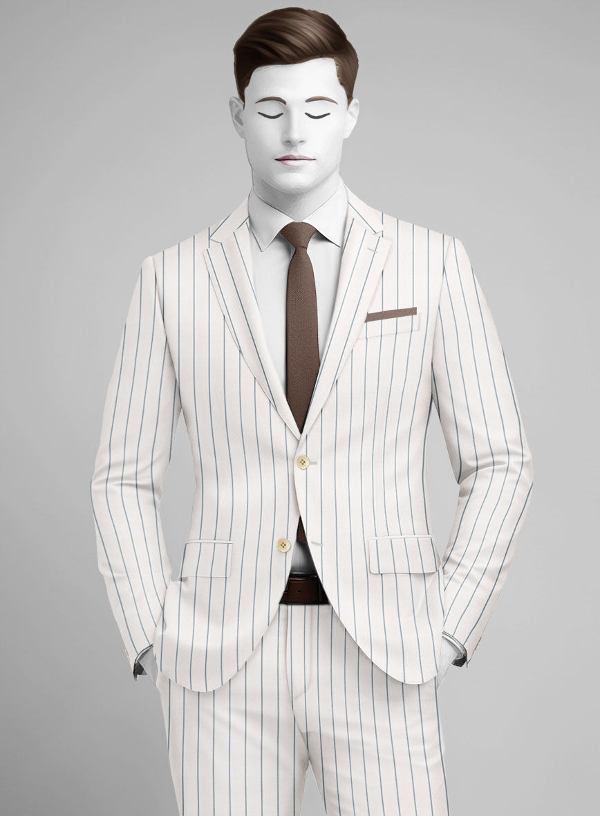 Napolean Dario Stripe Ivory Wool Jacket - StudioSuits