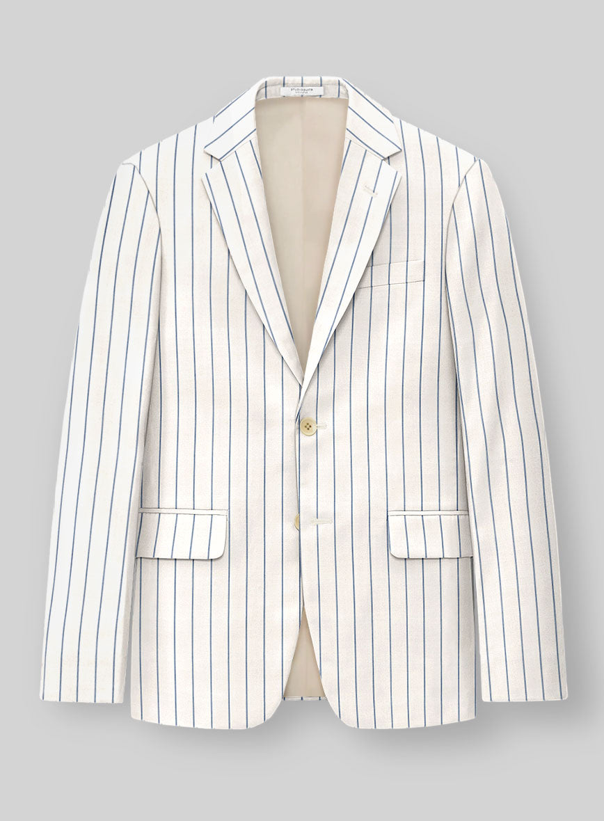 Napolean Dario Stripe Ivory Wool Jacket - StudioSuits