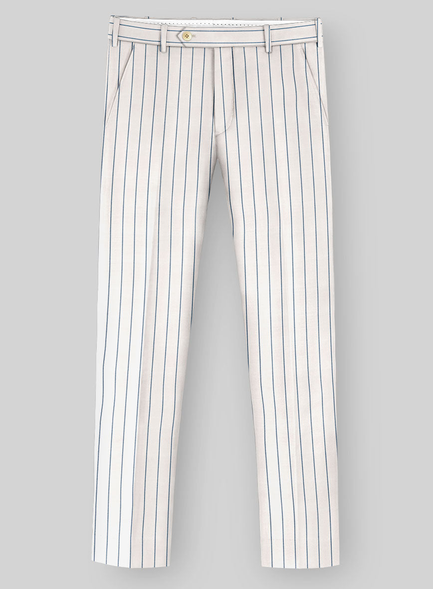 Napolean Dario Stripe Ivory Wool Pants - StudioSuits