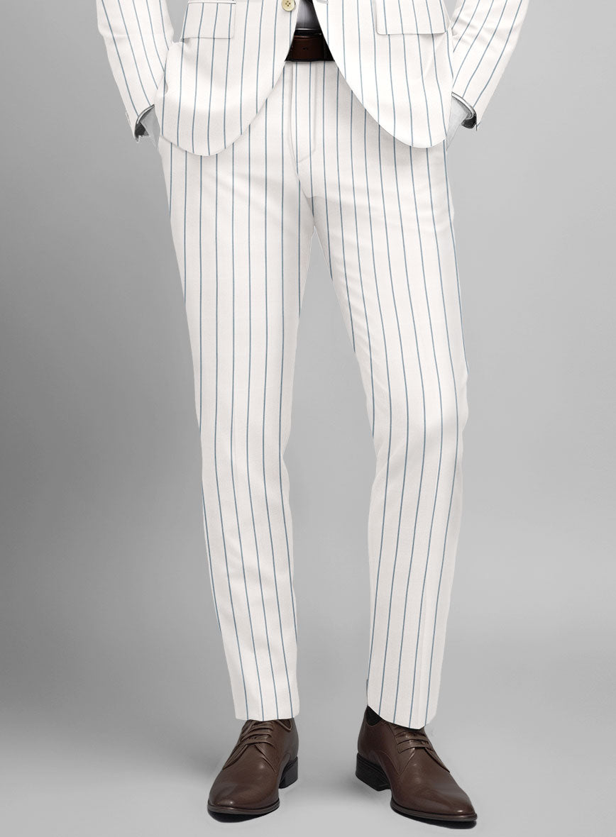 Napolean Dario Stripe Ivory Wool Pants - StudioSuits