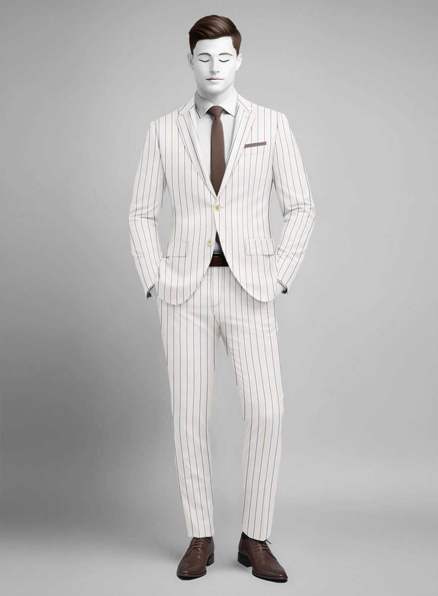 Napolean Dario Stripe Ivory Wool Suit - StudioSuits