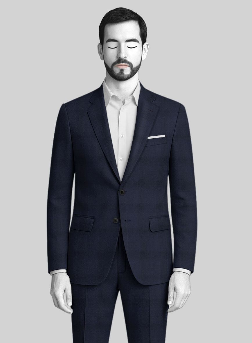 Napolean Dark Blue Glen Jacket - StudioSuits