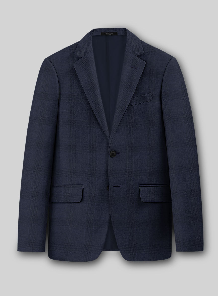 Napolean Dark Blue Glen Jacket - StudioSuits