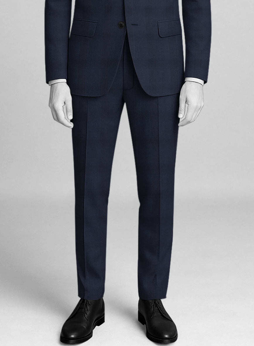 Napolean Dark Blue Glen Pants - StudioSuits