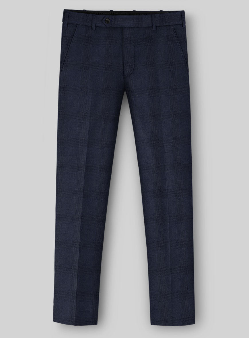 Napolean Dark Blue Glen Pants - StudioSuits