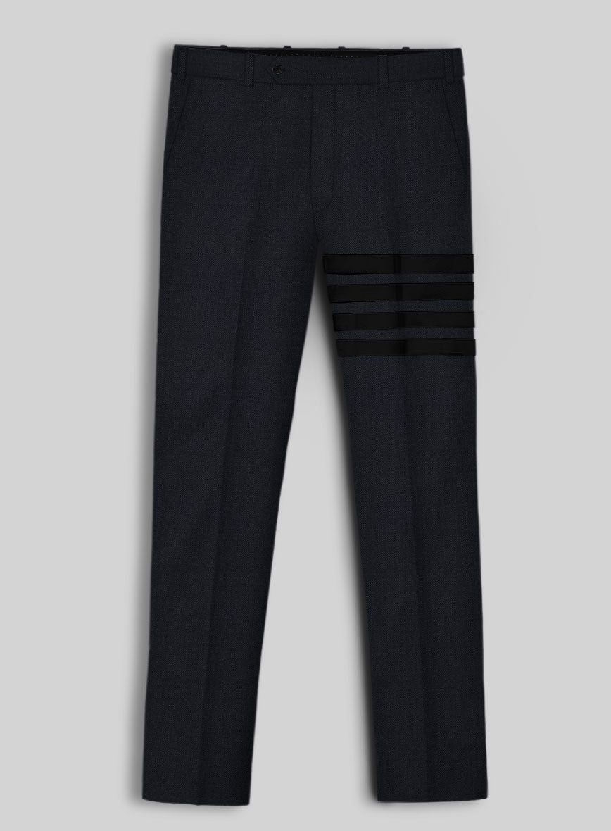 Napolean Dark Blue Wool Black Bar Jacket - StudioSuits