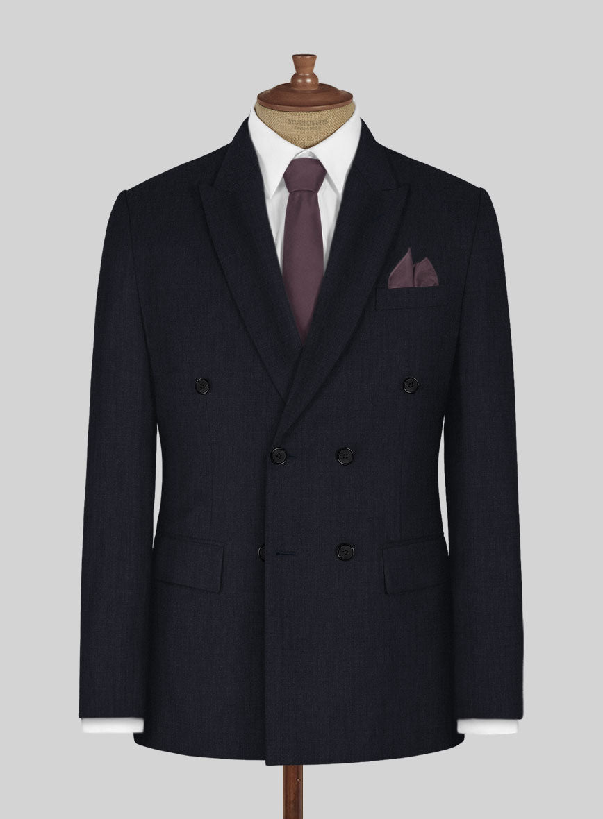 Napolean Dark Blue Wool Double Breasted Jacket - StudioSuits