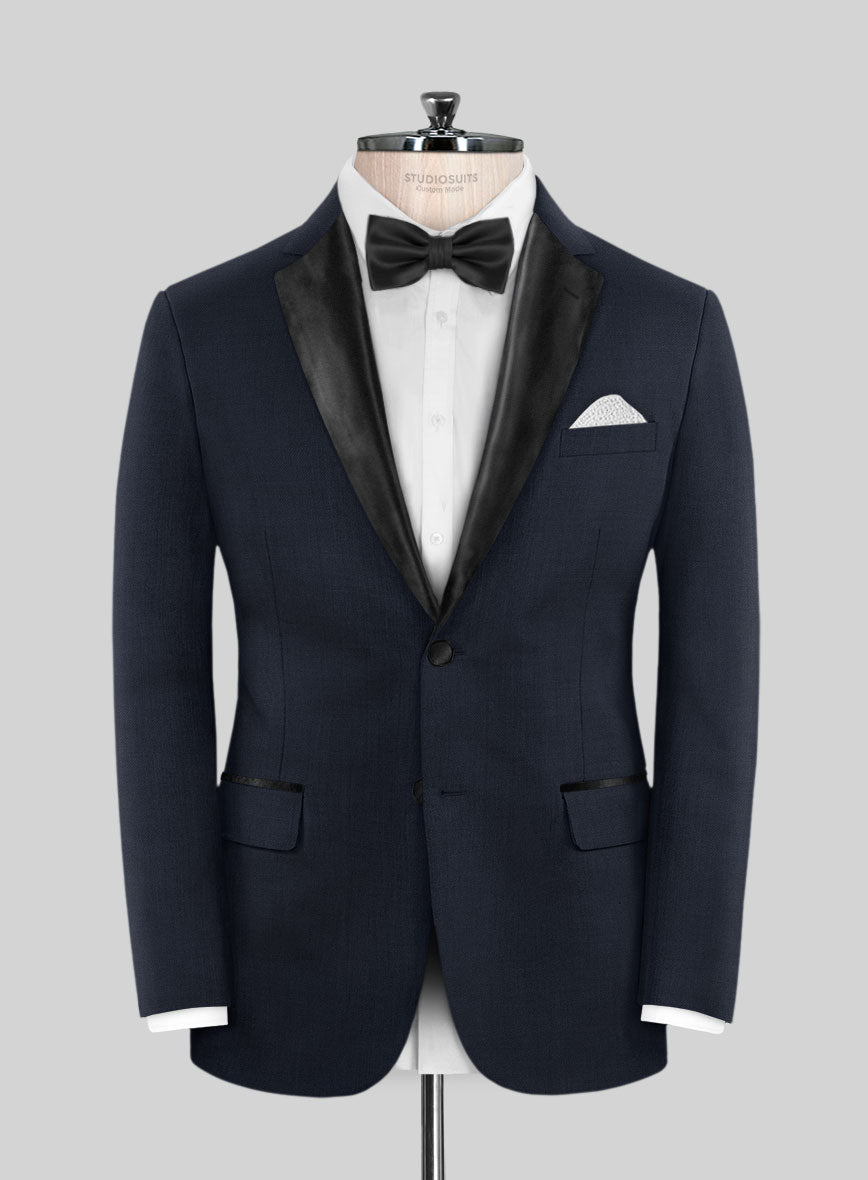 Napolean Dark Blue Wool Tuxedo Jacket - StudioSuits