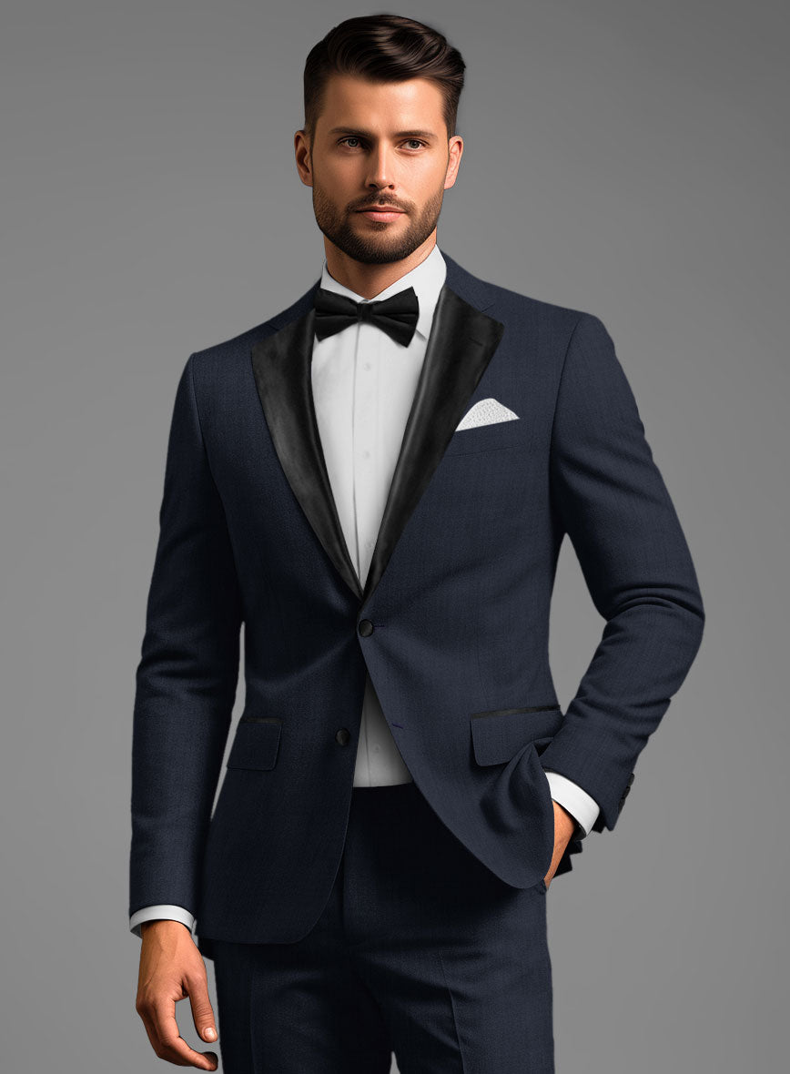 Napolean Dark Blue Wool Tuxedo Suit - StudioSuits