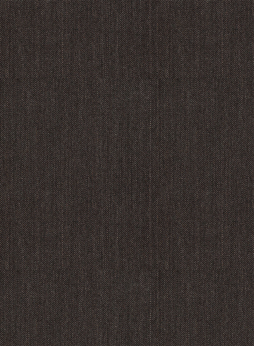Napolean Dark Brown Herringbone Wool Jacket - StudioSuits