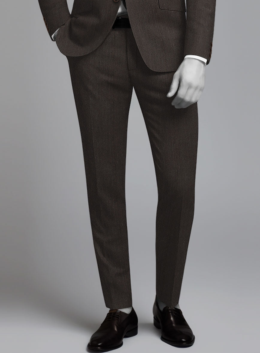 Napolean Dark Brown Herringbone Wool Pants – StudioSuits