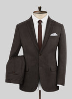 Napolean Dark Brown Herringbone Wool Suit - StudioSuits