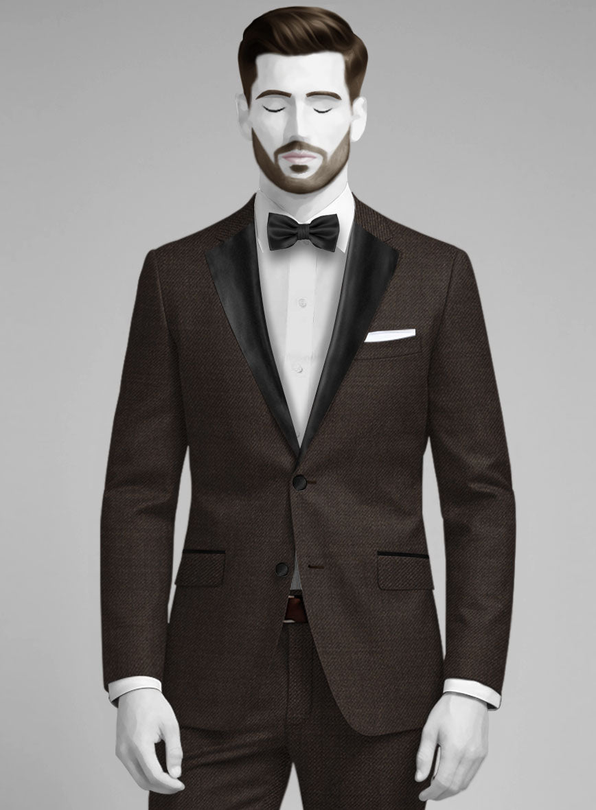 Napolean Dark Brown Wool Tuxedo Jacket - StudioSuits