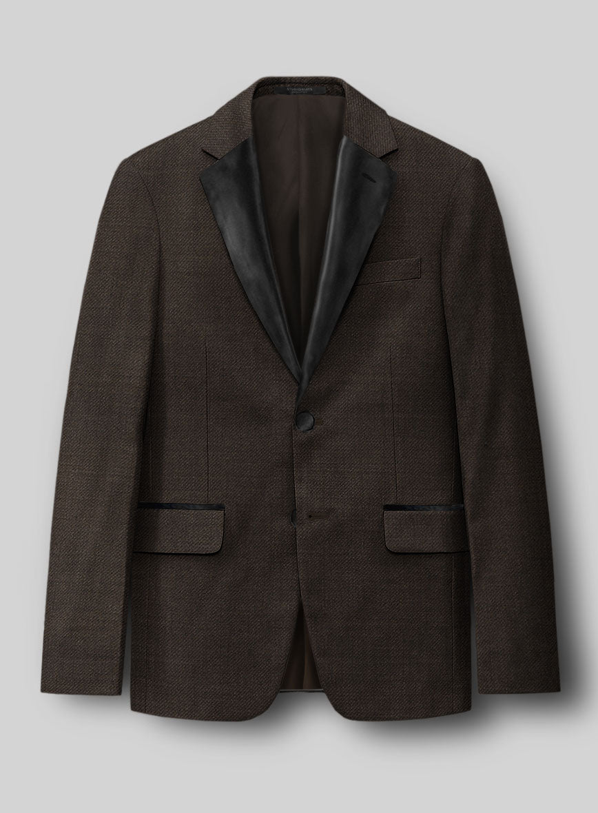 Napolean Dark Brown Wool Tuxedo Jacket - StudioSuits