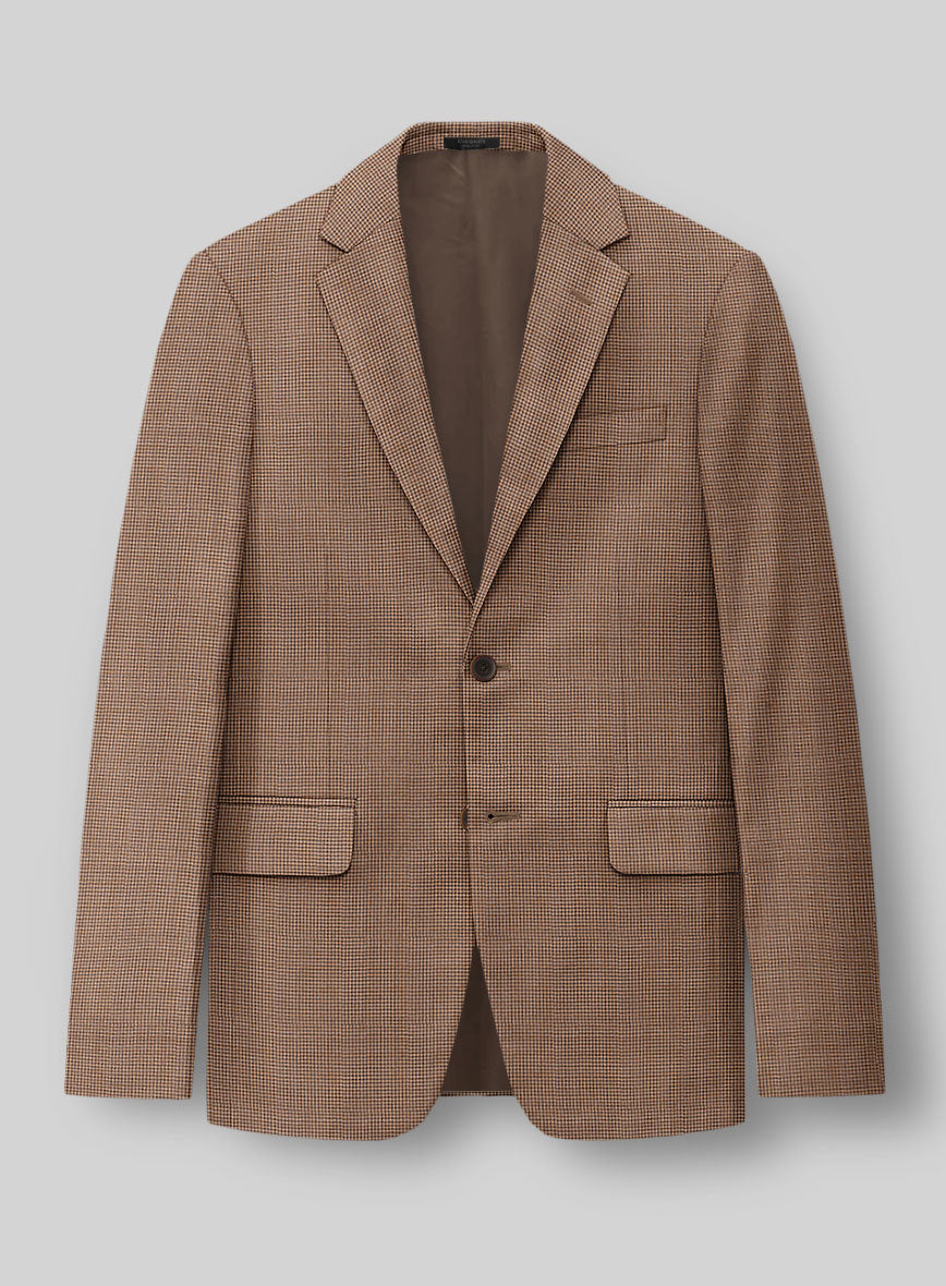 Napolean Delviro Mini Houndstooth Brown Wool Jacket - StudioSuits