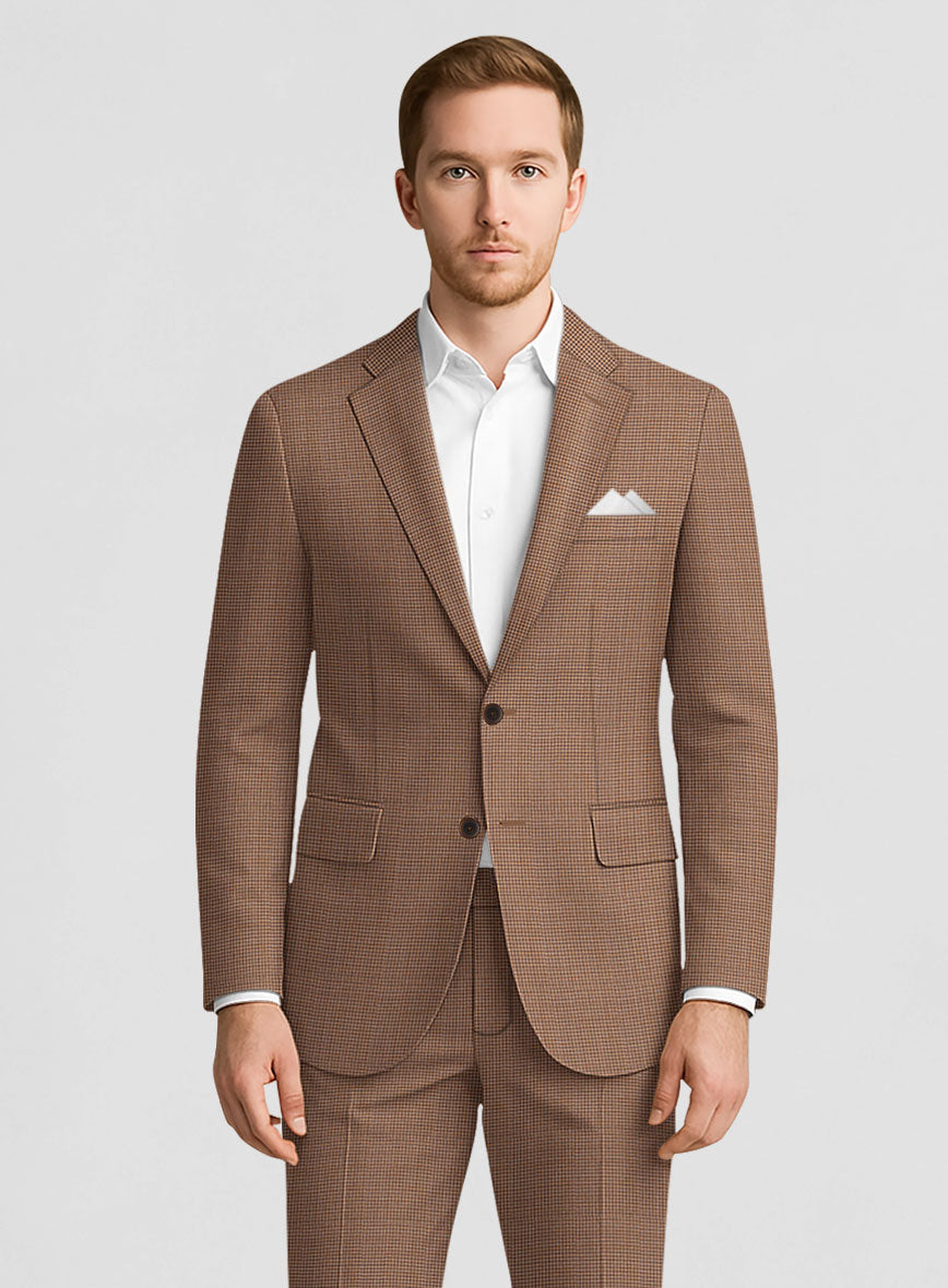 Napolean Delviro Mini Houndstooth Brown Wool Jacket - StudioSuits
