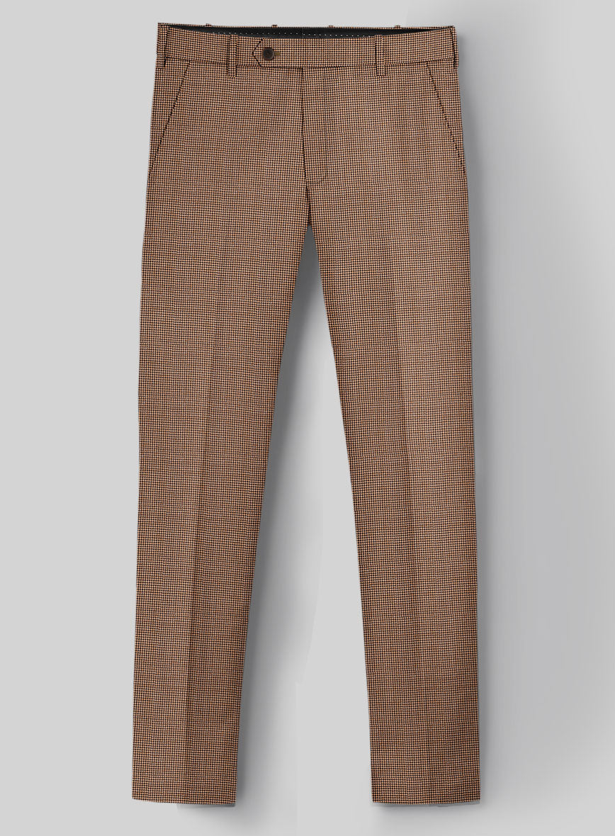 Napolean Delviro Mini Houndstooth Brown Wool Pants - StudioSuits