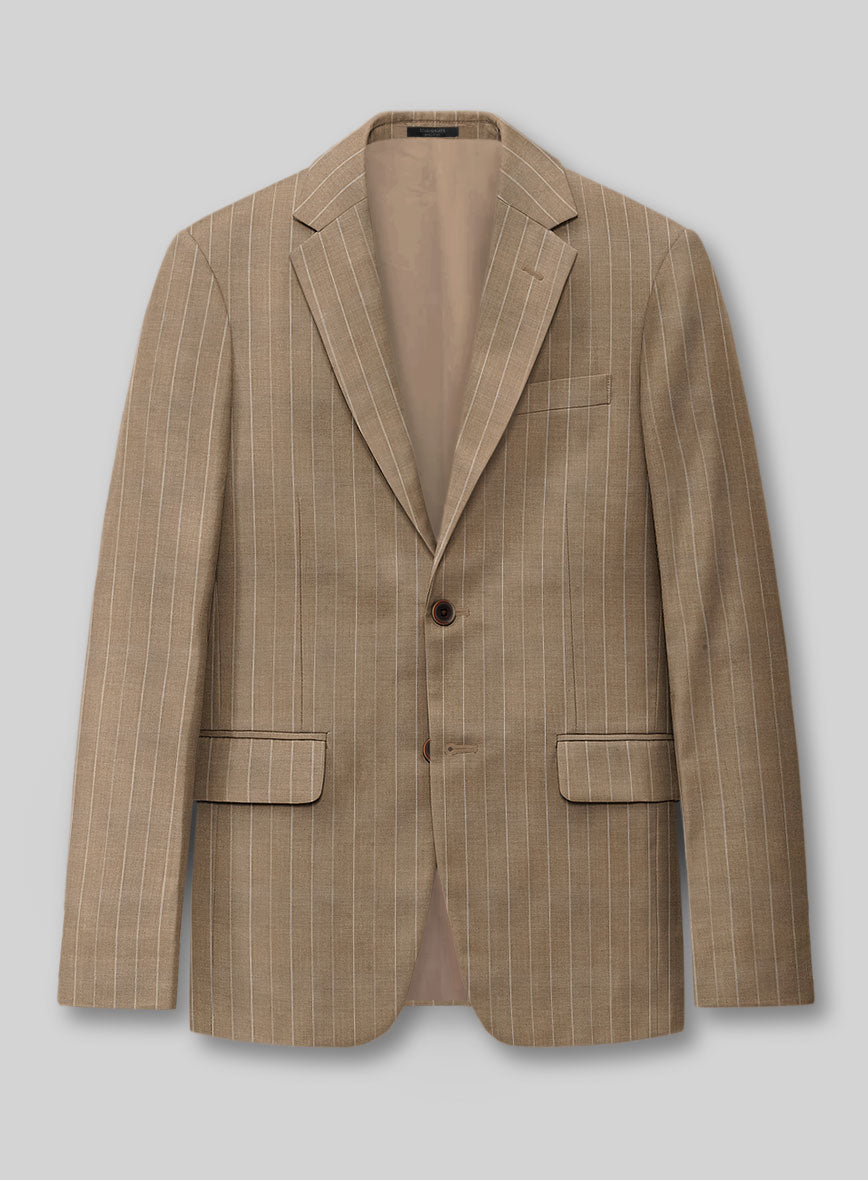 Napolean Derossi Stripe Beige Wool Jacket - StudioSuits
