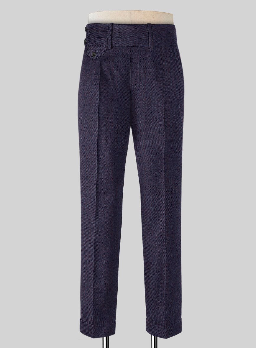 Napolean Eggplant Double Gurkha Wool Trousers - StudioSuits