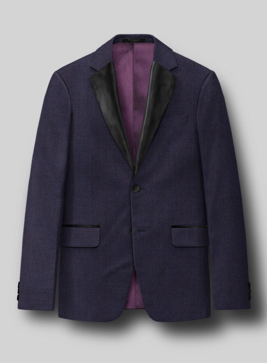 Napolean Eggplant Wool Tuxedo Jacket - StudioSuits
