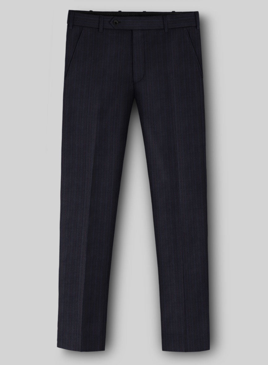Napolean Elias Stripe Navy Wool Pants - StudioSuits